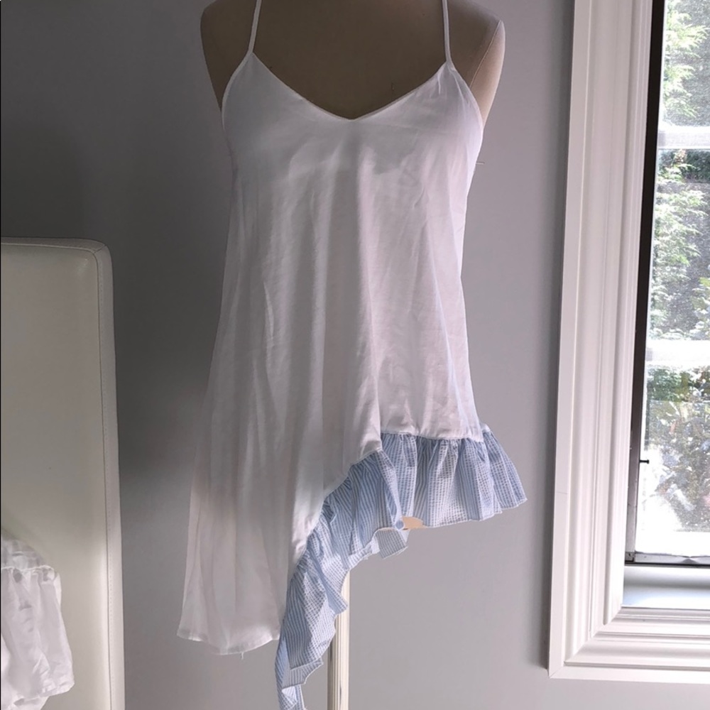 ZARA asymmetrical tunic with sear-sucker bottom